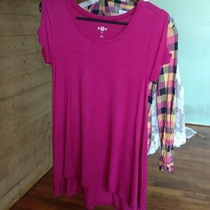 Cold shoulder High-low pink tunic top - XS